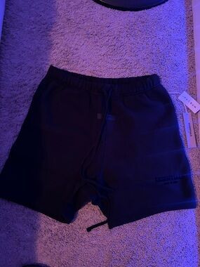ESSENTIALS Men’s Black Drawstring Hybrid Shorts